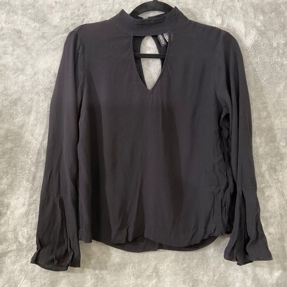 Divided H&M Women’s sz. 6 Black Cutout Choker Neck Top whimsy goth, fairy grunge